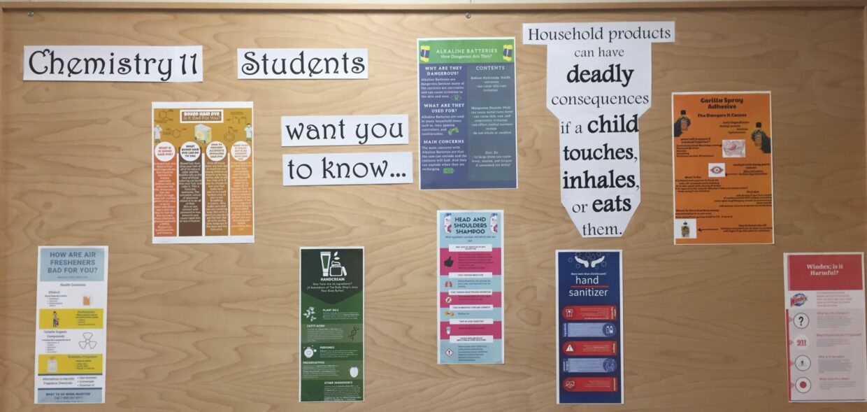 Poster board showing infographics of household chemicals